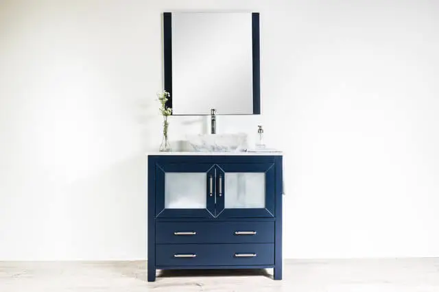 Navy Blue Single Bathroom Vanity (with Vessel Sink)
