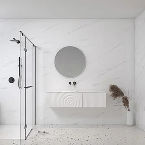 Elegant & Sparkling White Bathroom Design Idea