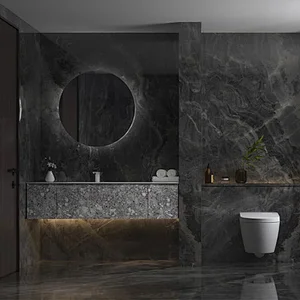 Dark Bathroom Idea 2021 - Modern, Minimalist
