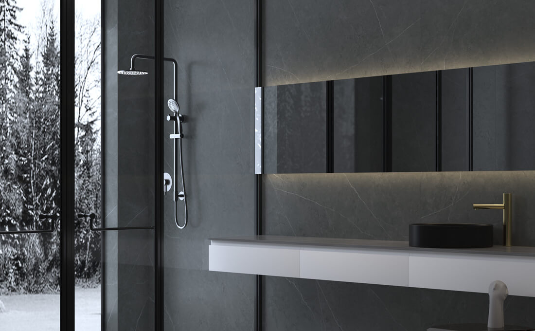 dark bathroom flooring