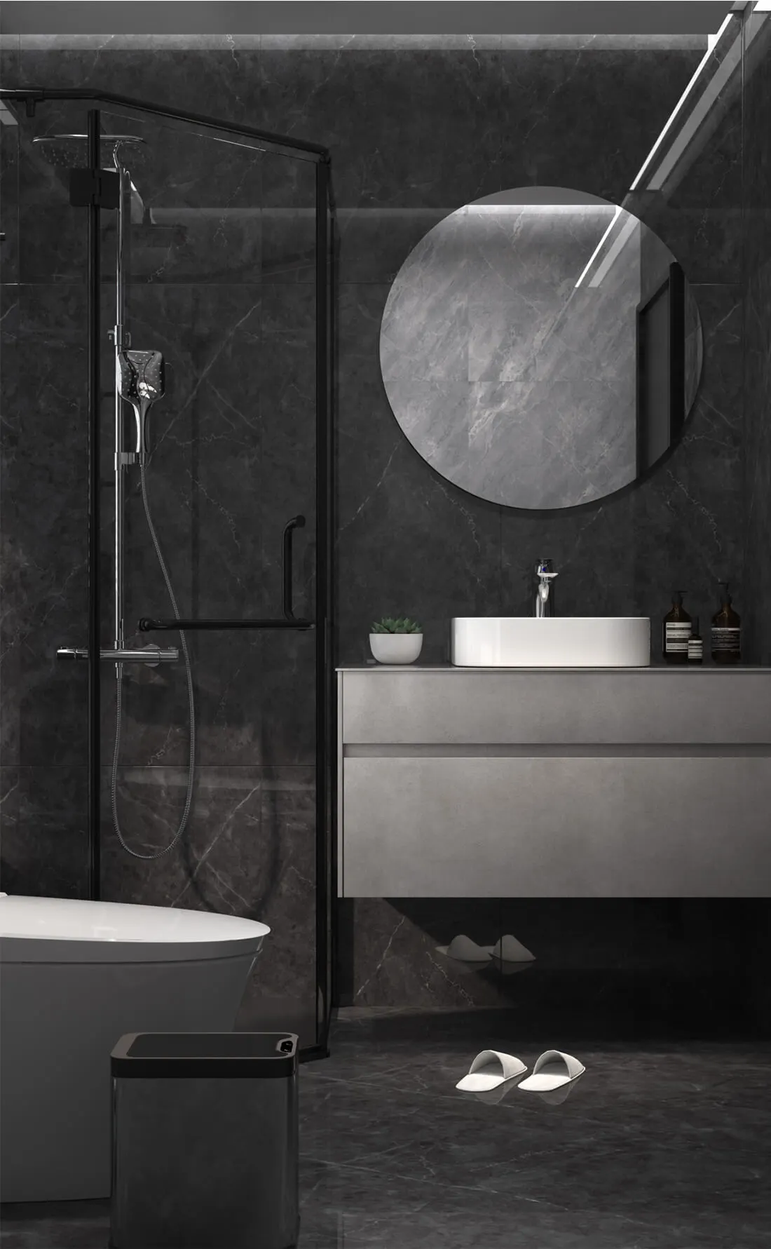 light gray bathroom vanity