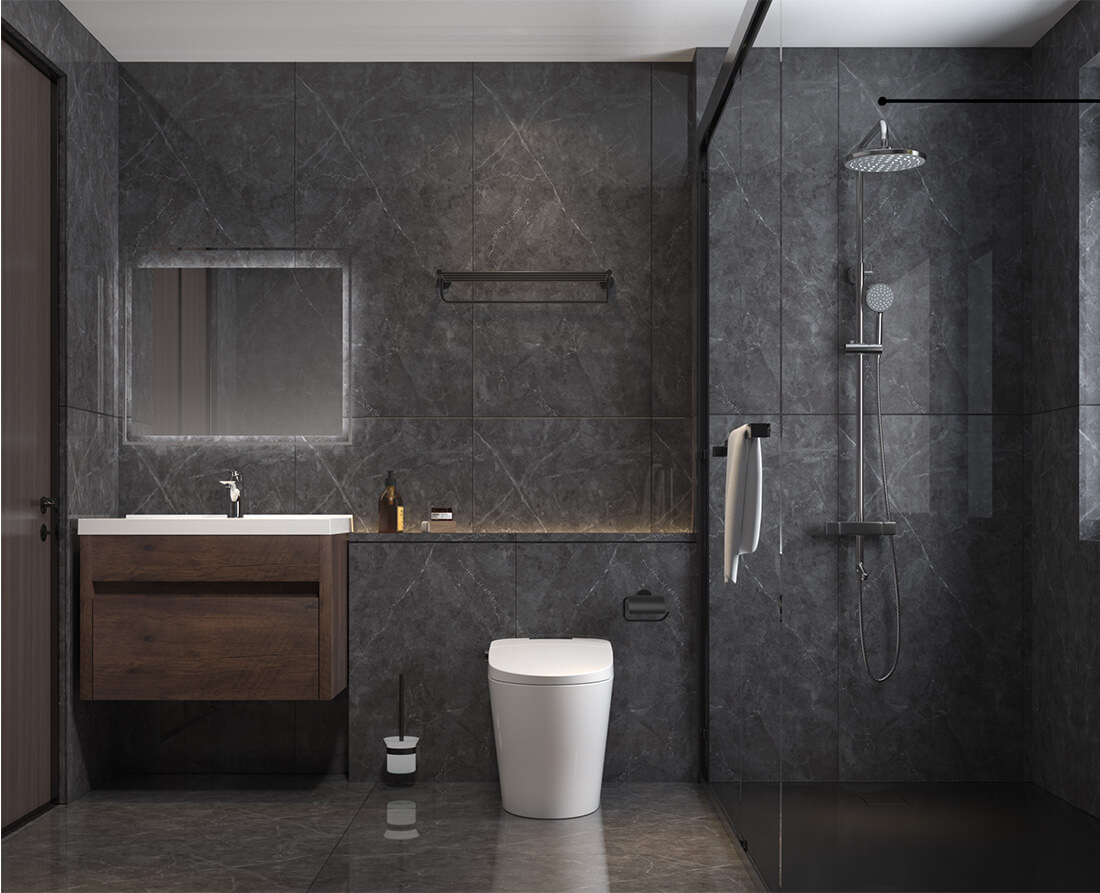 Modern Dark Gray Bathroom Decor Idea