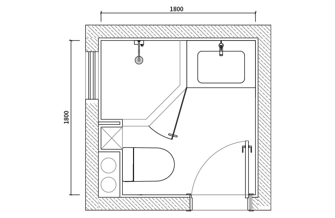 dark minimalist bathroom layout