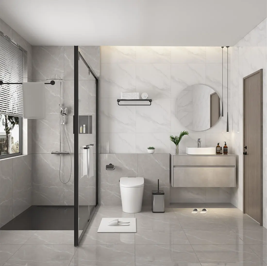 gray minimalist bathroom