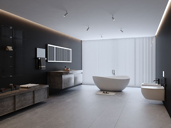 white luxurious bathtub