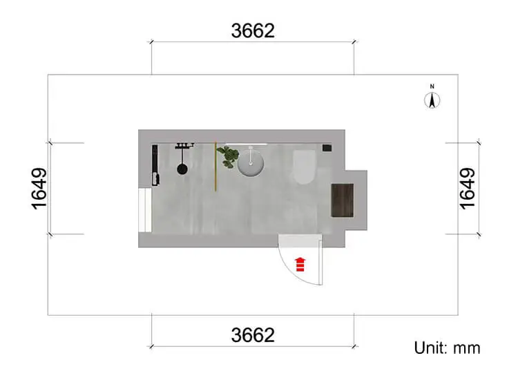 gray minimalist bathroom layout