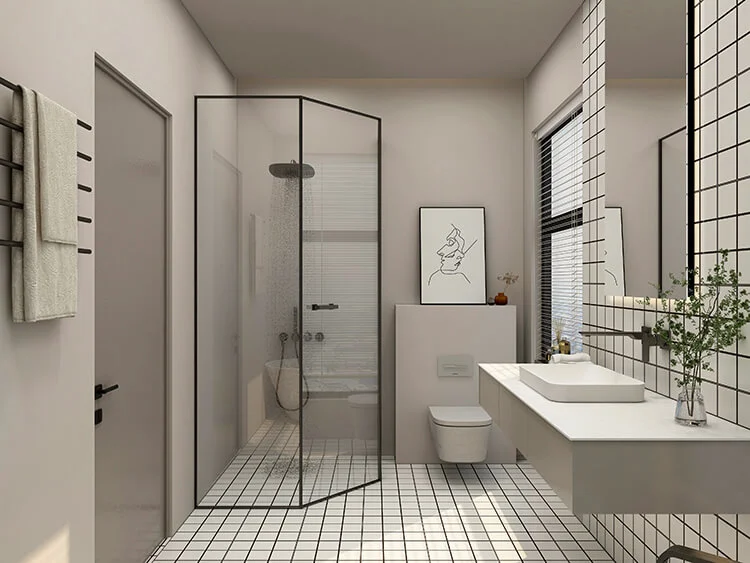 neoangle shower in a white bathroom