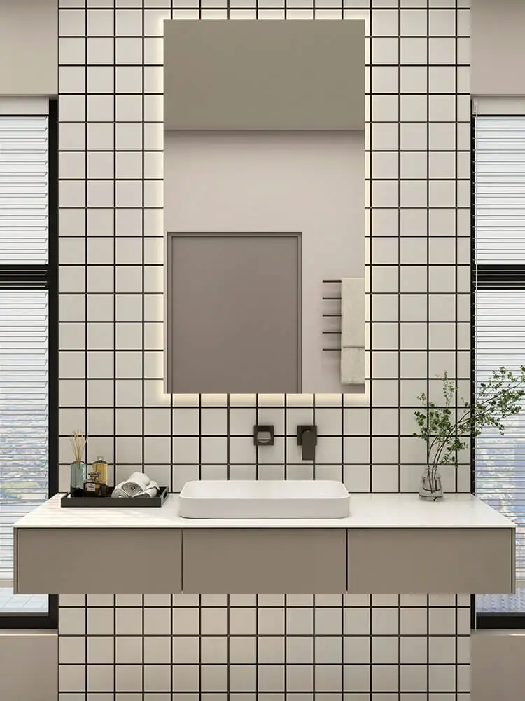 gray floating bathroom vanity