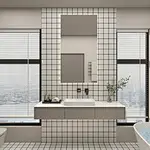 White Grid Fliser Badeværelse Design Idé