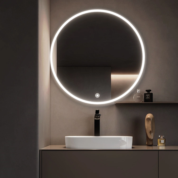 led mirror above bathroom vanity
