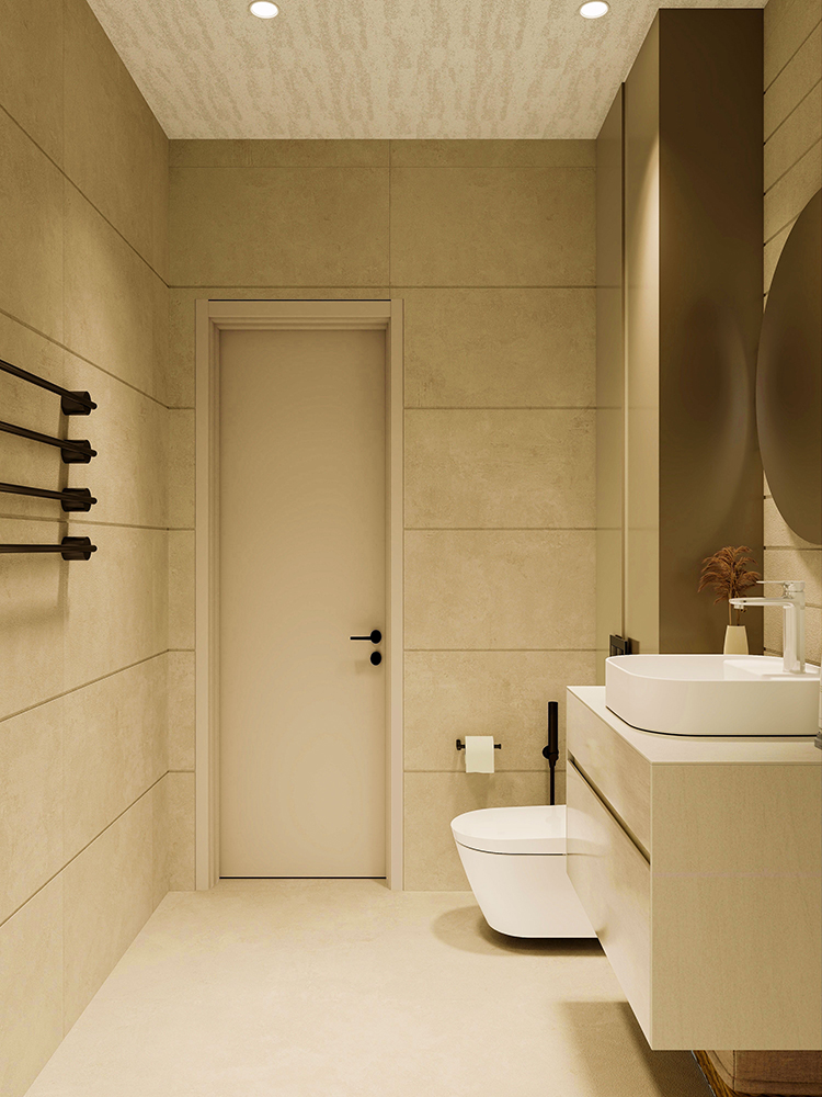 creamy modern bathroom design