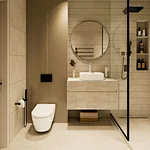 Сливочный и мечтательный: современный дизайн маленькой ванной комнаты