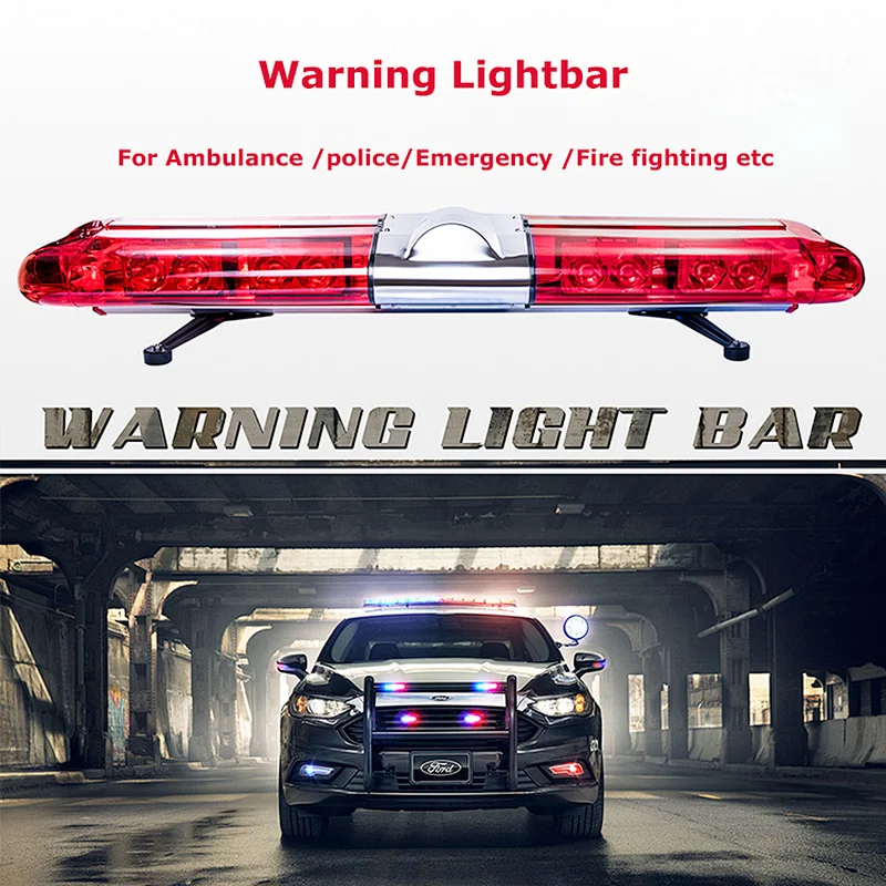 Full size dc12v led ambulance emergency rotating police light bar with siren speaker