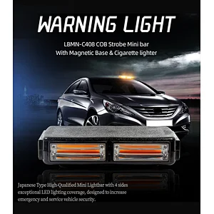COB LED Amber/Yellow Roof Top Emergency Hazard Warning LED Mini Strobe Beacon Lights Bar w/Magnetic Base, for Snow Plow, Police, Firefighters, Trucks, Vehicles