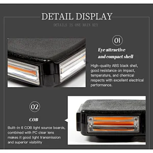 COB LED Amber/Yellow Roof Top Emergency Hazard Warning LED Mini Strobe Beacon Lights Bar w/Magnetic Base, for Snow Plow, Police, Firefighters, Trucks, Vehicles