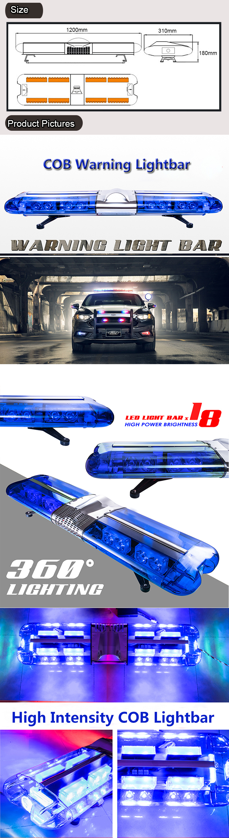 Police emergency signal lights ambulance blue led flashing lightbar with  Horn siren, Ambulance professional warning lights