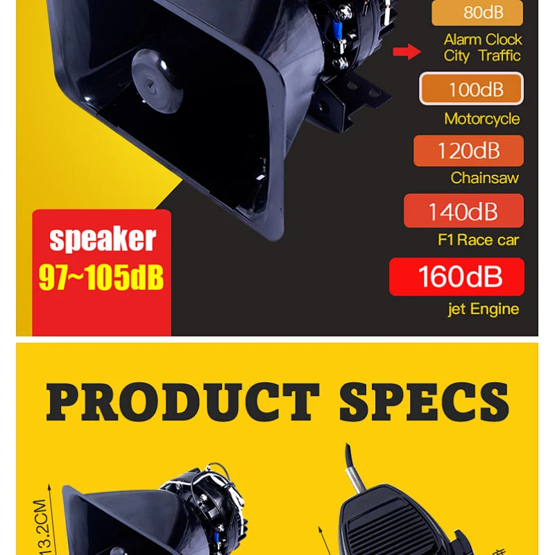 Horn Kit 12v 8 Tones Horns Car Speaker Box Universal Sets Packing Performance Black Color Design