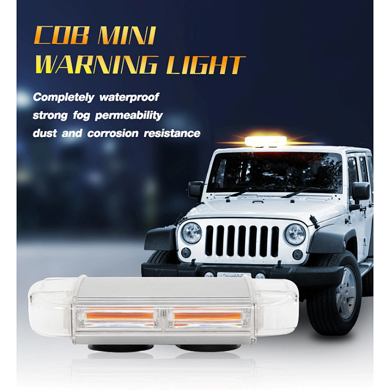 8 COB High Intensity Law Enforcement Emergency Hazard Warning Flashing Car Truck Construction LED Roof Top Mini Bar Strobe Light with Magnetic Base