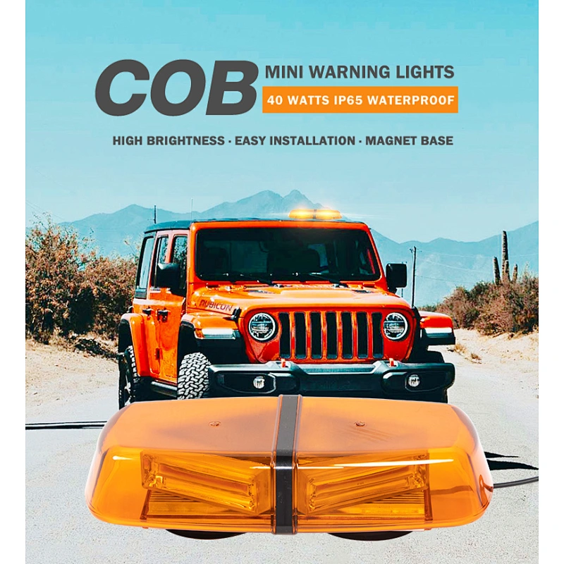 Emergency Strobe Lights Mini Bar 16 Flashing Modes Warning Beacon Light w/Magnetic Base for Law Enforcement Hazard Vehicles, Trucks, Snow Plow, Construction Cars ( Amber/Yellow)