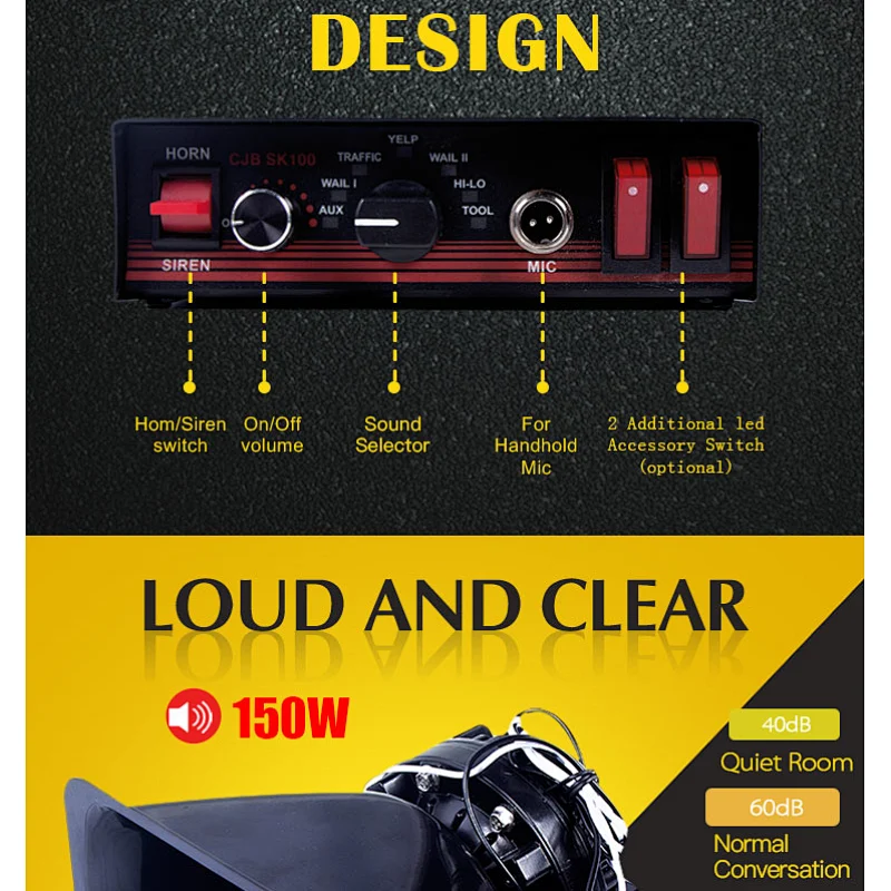 Horn Kit 12v 8 Tones Horns Car Speaker Box Universal Sets Packing Performance Black Color Design