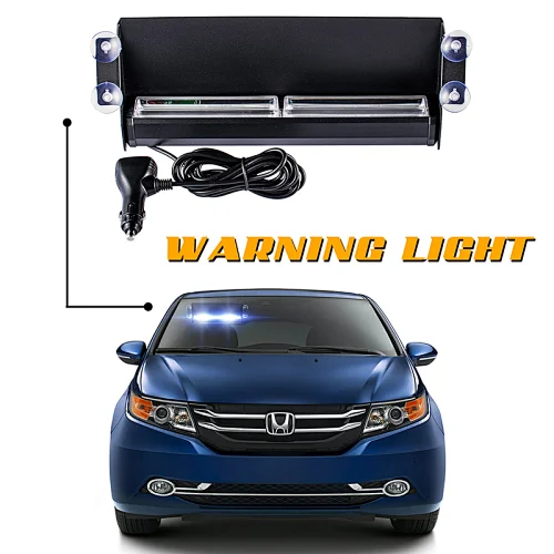 2COB LED 12Flash Patterns High Intensity Emergency Law Enforcement Vehicles Truck Warning Strobe Visor Light Mini Bar Fit for Interior Roof/Dash/Windshield with Suction Cups