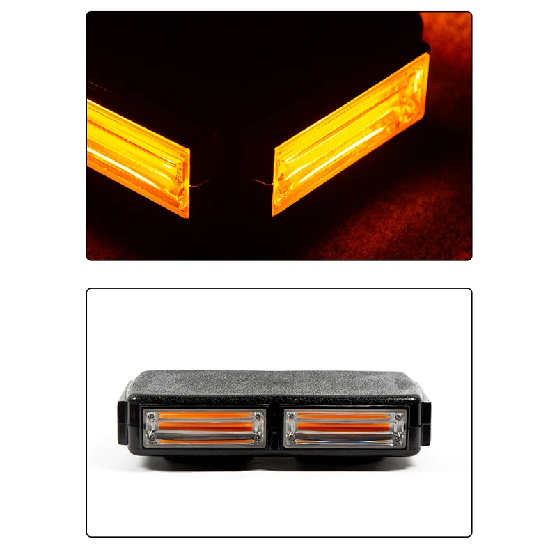 COB LED Amber/Yellow Roof Top Emergency Hazard Warning LED Mini Strobe Beacon Lights Bar w/Magnetic Base, for Snow Plow, Police, Firefighters, Trucks, Vehicles