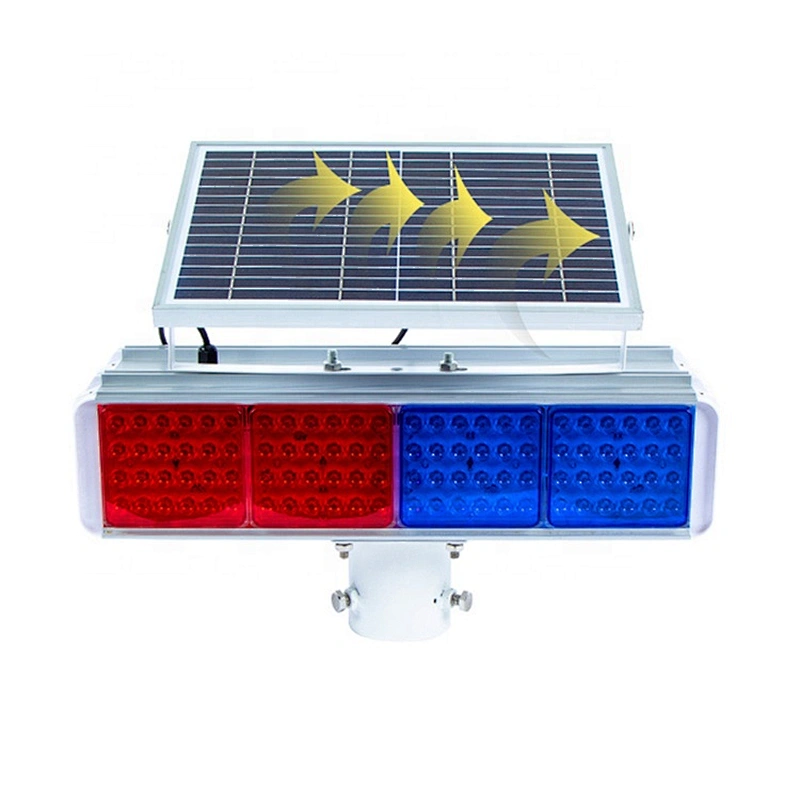 Solar energy flash lamp road construction led light red and blue four side lights double face warning light signal light