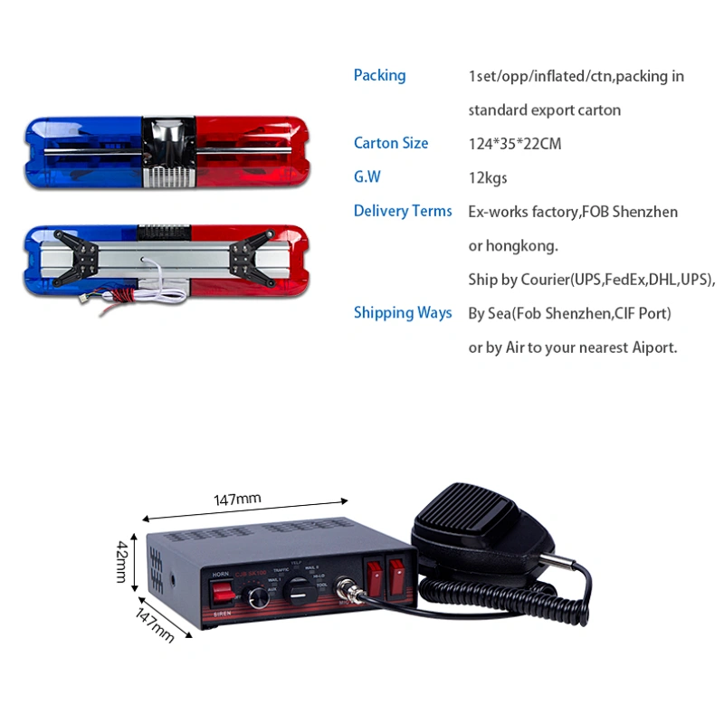 police ambulance led lightbar hazard warning with wired sound alarm strobe light siren home