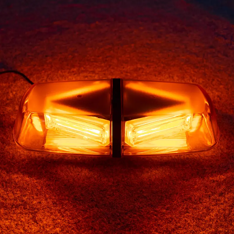 Emergency Strobe Lights Mini Bar 16 Flashing Modes Warning Beacon Light w/Magnetic Base for Law Enforcement Hazard Vehicles, Trucks, Snow Plow, Construction Cars ( Amber/Yellow)