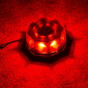 COB 12-24 Volt Amber Mini Led Strobe Roof Top Beacon Light Rotating High Intensity Hazard Emergency Warning Lights Bar for Trucks Vehicles Snow Plow Police Firefighters with Magnetic Base