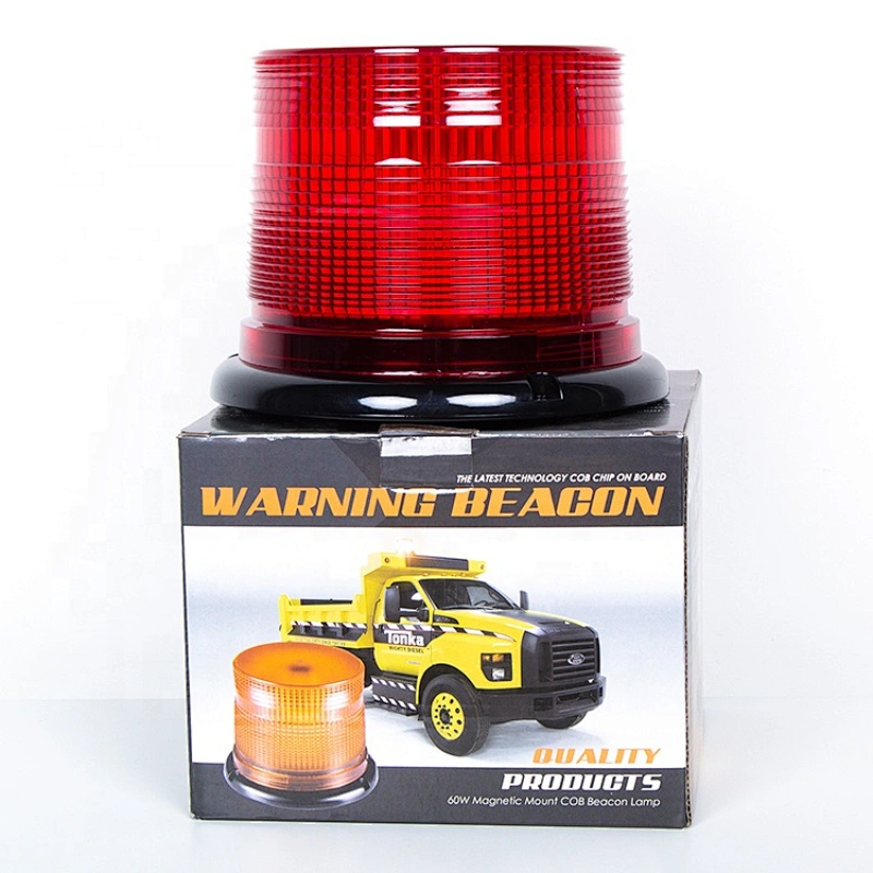 60 Watts Red Roof Mount Revolving Beacon Light for Trucks, Ambulance,Police Car,Fire Engineer.Crane
