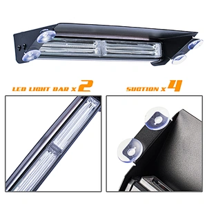 2COB LED 12Flash Patterns High Intensity Emergency Law Enforcement Vehicles Truck Warning Strobe Visor Light Mini Bar Fit for Interior Roof/Dash/Windshield with Suction Cups
