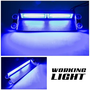 2COB LED 12Flash Patterns High Intensity Emergency Law Enforcement Vehicles Truck Warning Strobe Visor Light Mini Bar Fit for Interior Roof/Dash/Windshield with Suction Cups
