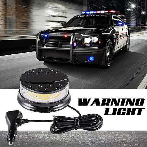 80 Watts High Power COB LED Beacon Light with Magnet Base for Trucks & Police Vehicles.