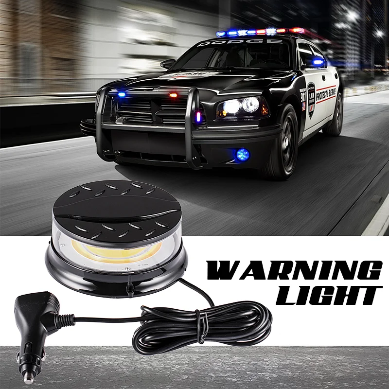 80 Watts High Power COB LED Beacon Light with Magnet Base for Trucks & Police Vehicles.