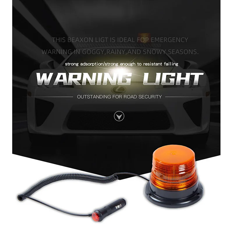 warning Safety Flashing Beacon Strobe Lights with Magnetic and 16ft Straight Cord for Vehicle Trucks Cars and Forklift,10V-80V