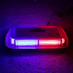 17 Inch High Intensity Law Enforcement Emergency Hazard Warning Flashing Car Truck Construction LED Roof Top Mini Bar Strobe Light with Magnetic Base (White & Amber/Yellow)