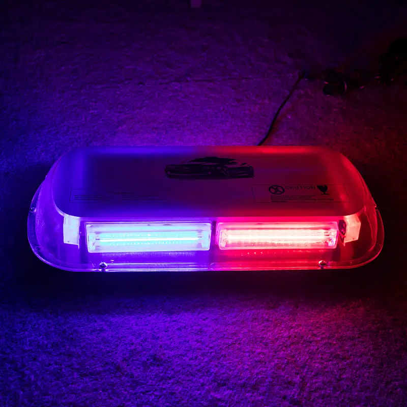 17 Inch High Intensity Law Enforcement Emergency Hazard Warning Flashing Car Truck Construction LED Roof Top Mini Bar Strobe Light with Magnetic Base (White & Amber/Yellow)