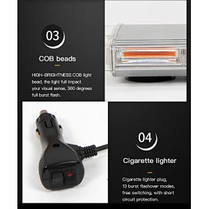 8 COB High Intensity Law Enforcement Emergency Hazard Warning Flashing Car Truck Construction LED Roof Top Mini Bar Strobe Light with Magnetic Base