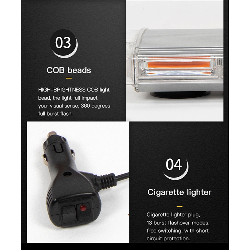 8 COB High Intensity Law Enforcement Emergency Hazard Warning Flashing Car Truck Construction LED Roof Top Mini Bar Strobe Light with Magnetic Base