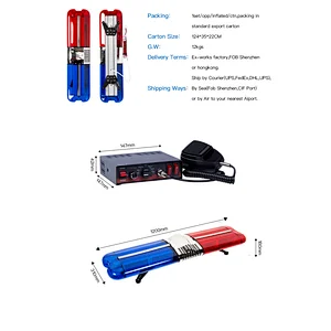 DC 12v red and blue LED Warning Light Bar Ambulance Fire Police light bar with amplifier speaker