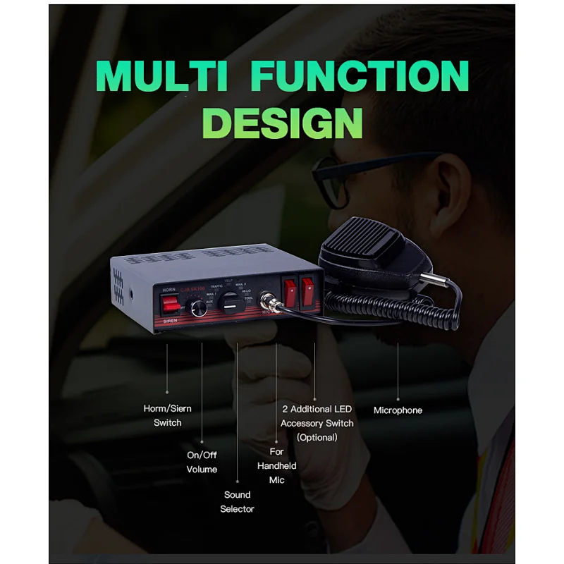Ambulance Vehicle Green Red Led  Rotating Warning Lights lightBar Police Blinker Led Roof Strobe Light Bar with Horn Siren