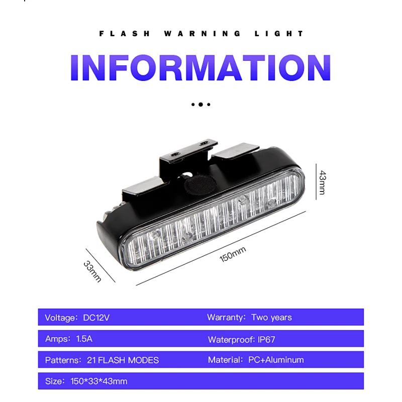 Emergency Automatic Led Warning Police Beacon Light For Motorcycle Patrol Car Beacon Lamp