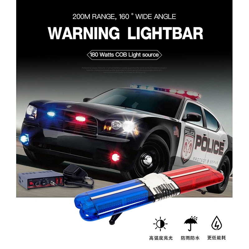 DC 12v red and blue LED Warning Light Bar Ambulance Fire Police light bar  with amplifier speaker, Ambulance professional warning lights