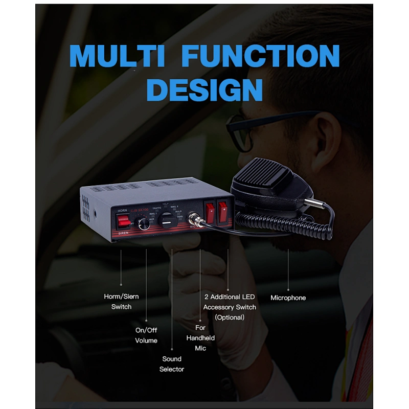DC 12v red and blue LED Warning Light Bar Ambulance Fire Police light bar with amplifier speaker