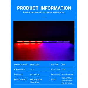 80W White led Strobe Light Bar Traffic Advisor with Lighter Plug Price: