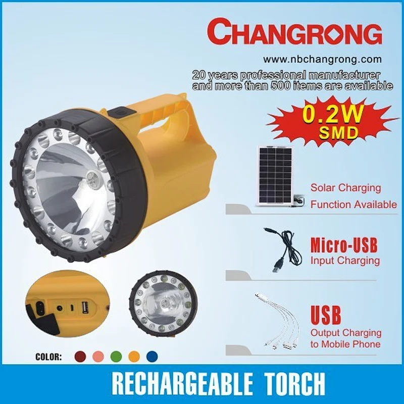 POPULAR RECHARGEABLE SOLAR HALOGEN RECHARGEABLE 6V TORCH