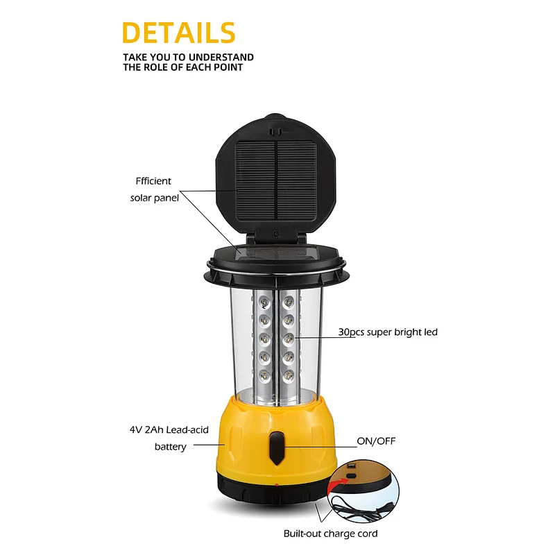 LED Solar Rechargeable LANTERN With Mobile Phone Charger - CAMPING Caravan