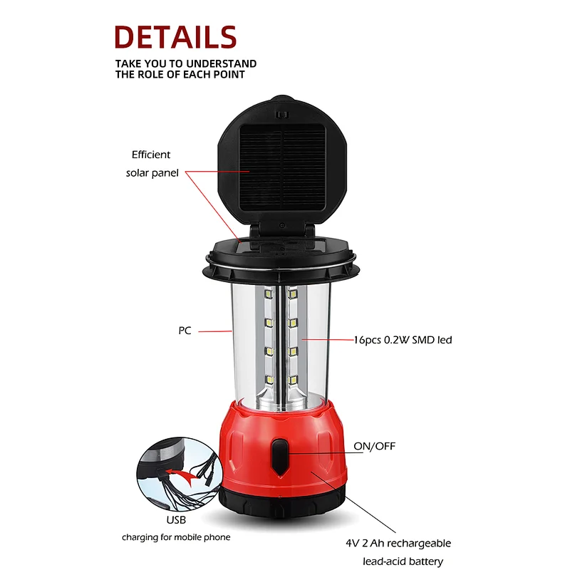 solar portable camping lantern with battery operated&USB socket