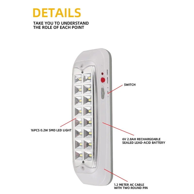 emergency rechargeable wall light